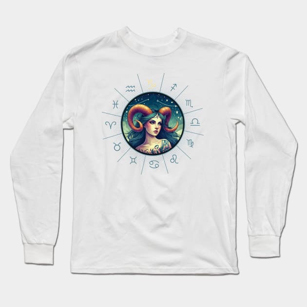 ZODIAC Capricorn - Astrological CAPRICORN - CAPRICORN - ZODIAC sign - Van Gogh style - 3 Long Sleeve T-Shirt by ArtProjectShop